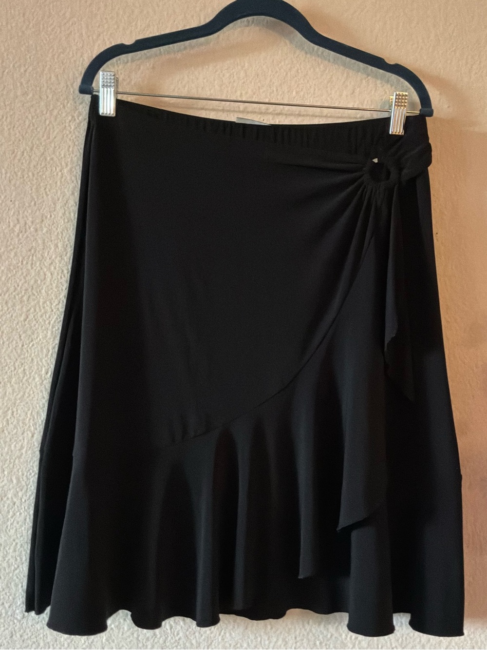 White House Black Market Black Ruffle Wrap-Detail Midi Skirt - Picture 3 of 8